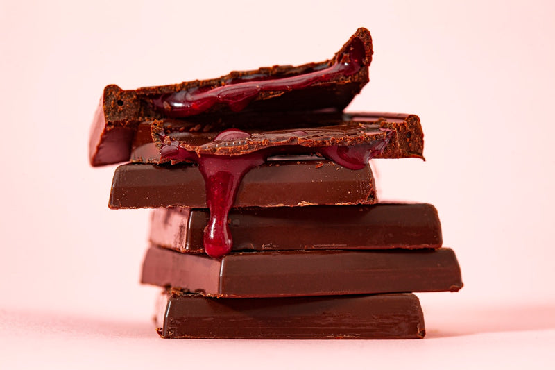 Close-up of premium dark chocolate bar with rich texture
