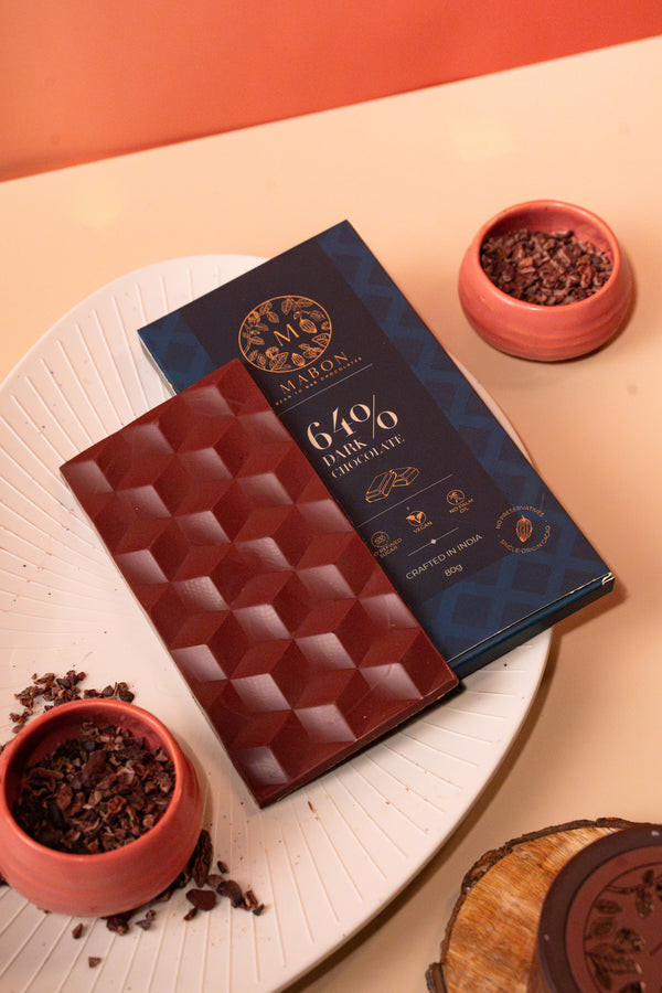 64% Dark Chocolate Bar 80g - unwrapped