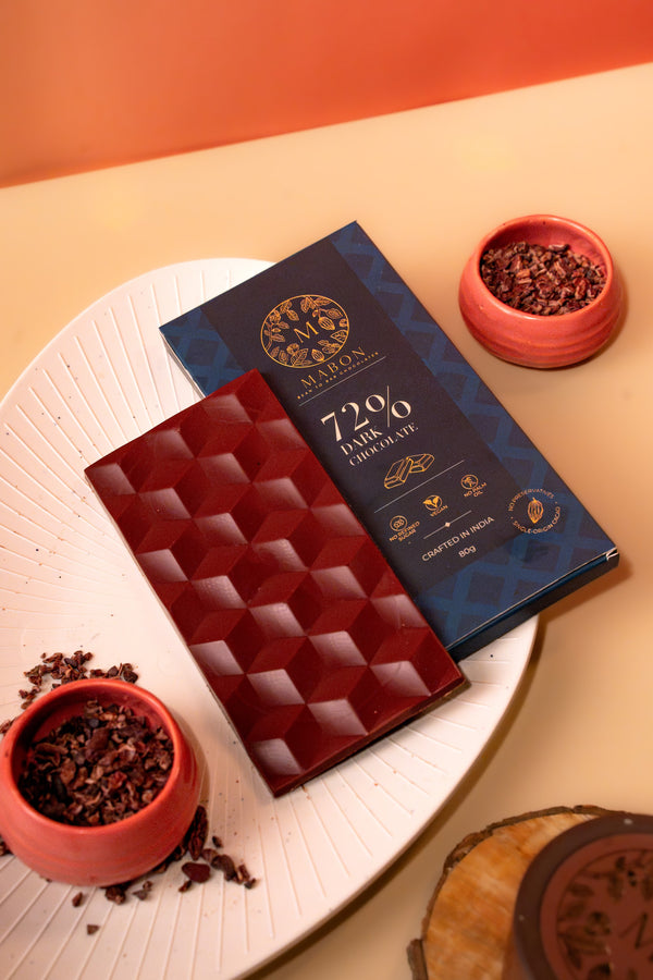 72% Dark Chocolate Bar 80g - unwrapped
