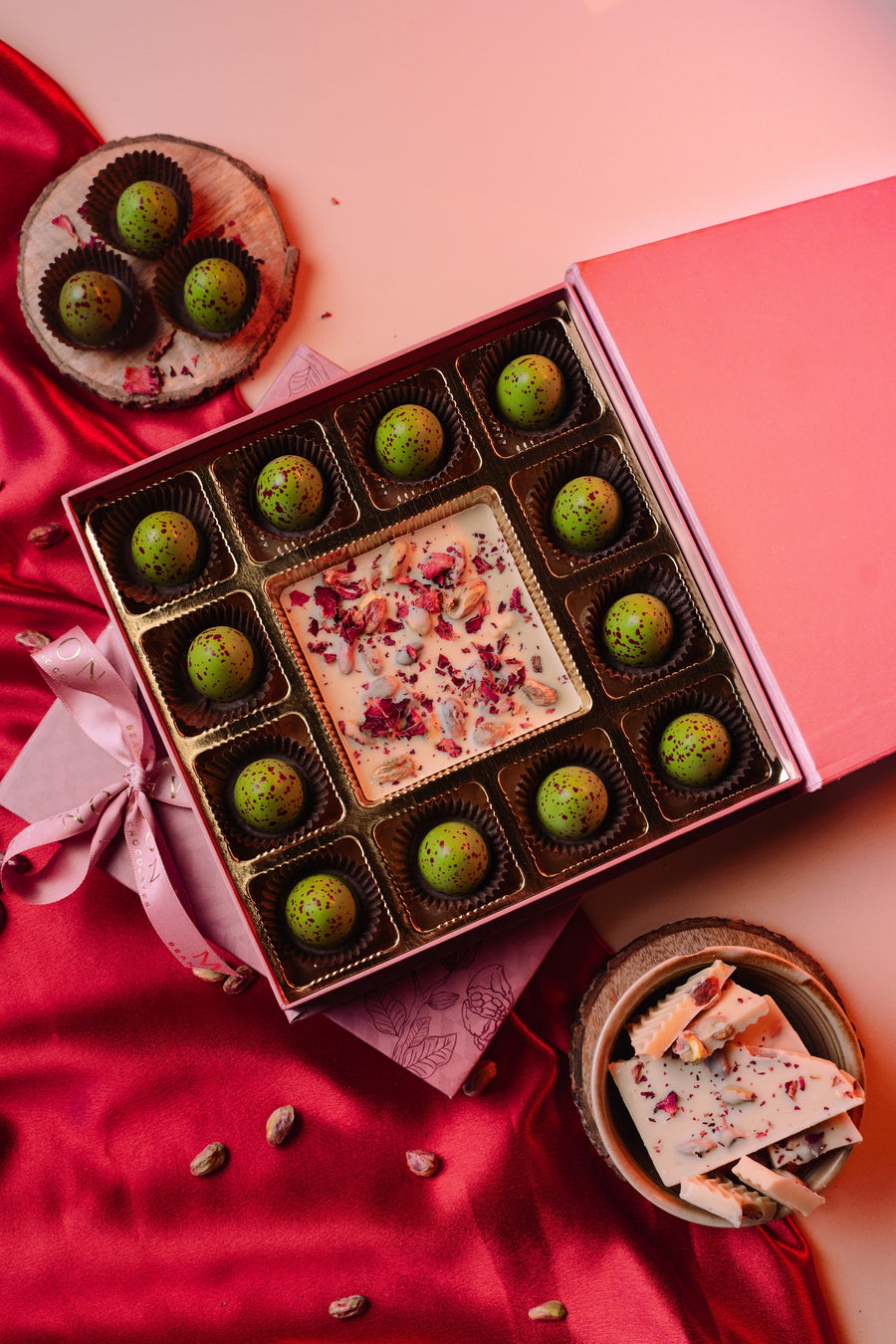Rose Pistachio Gifting Collection Bonbon and Bark Edition