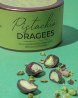 Pistachio Chocolate Dragees 120g jar — Mabon Chocolates, bean-to-bar from Idukki, Kerala cacao
