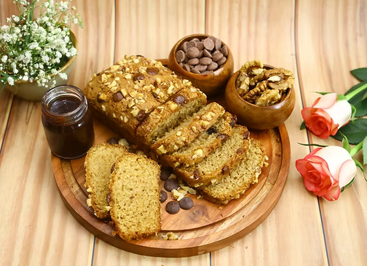 Chocolate Walnut Tea Cake w/ chocolate sauce